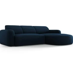 Mazzini Sofas Canapés^Canapé d'angle droit Velours Jasmin 4 Places bleu roi - 250x170x72 cm