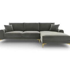 Mazzini Sofas Canapés^Canapé d'angle droit velours madara gris - 254x182x90 cm