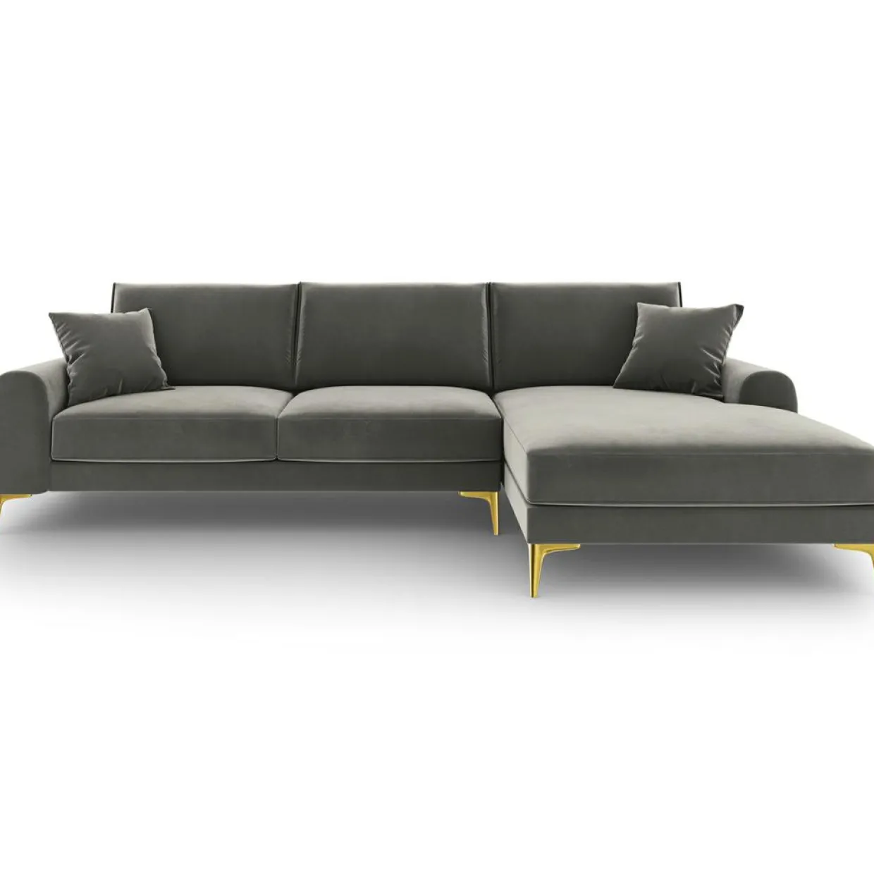Mazzini Sofas Canapés^Canapé d'angle droit velours madara gris - 254x182x90 cm