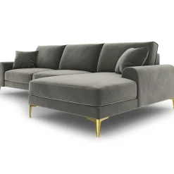 Mazzini Sofas Canapés^Canapé d'angle droit velours madara gris - 254x182x90 cm