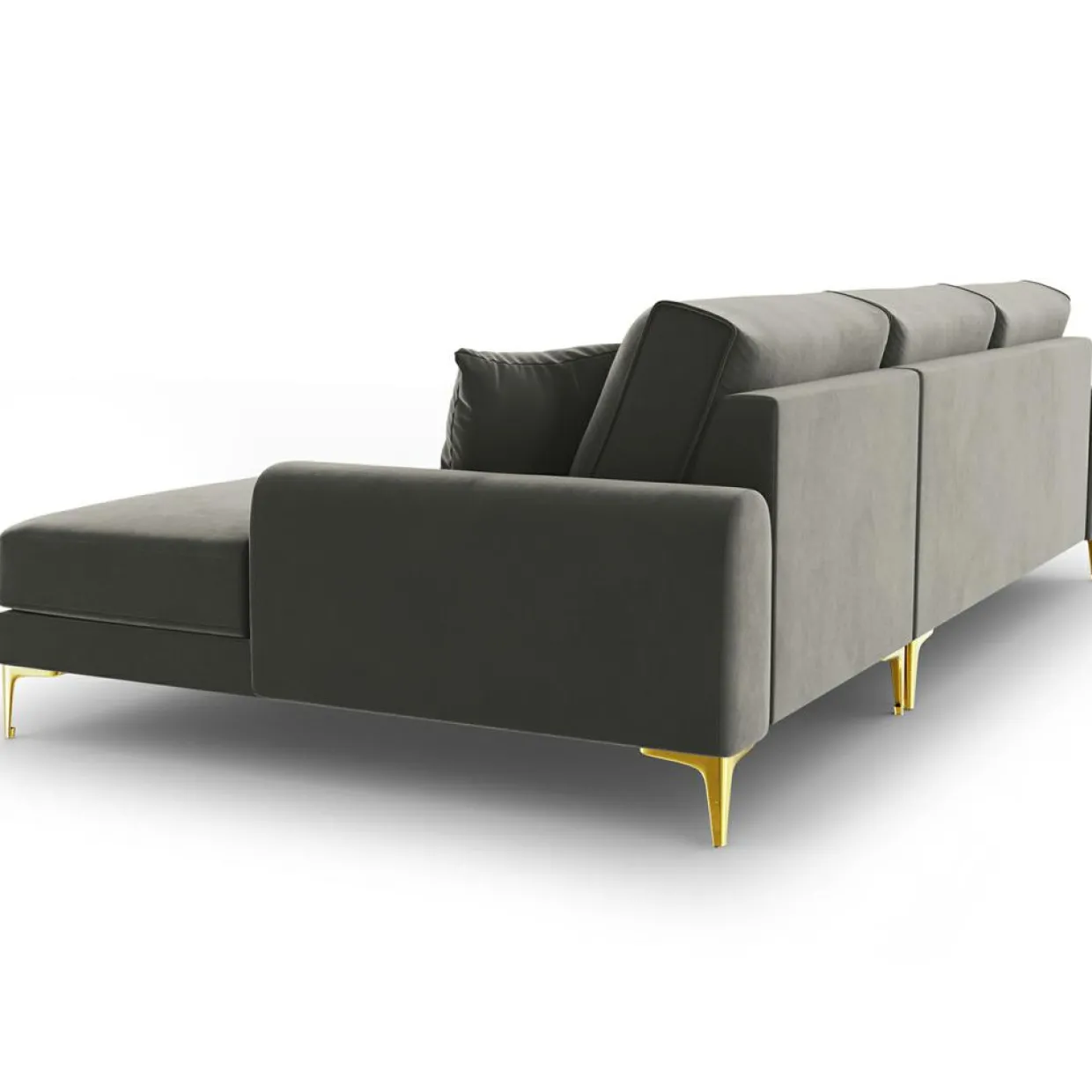 Mazzini Sofas Canapés^Canapé d'angle droit velours madara gris - 254x182x90 cm