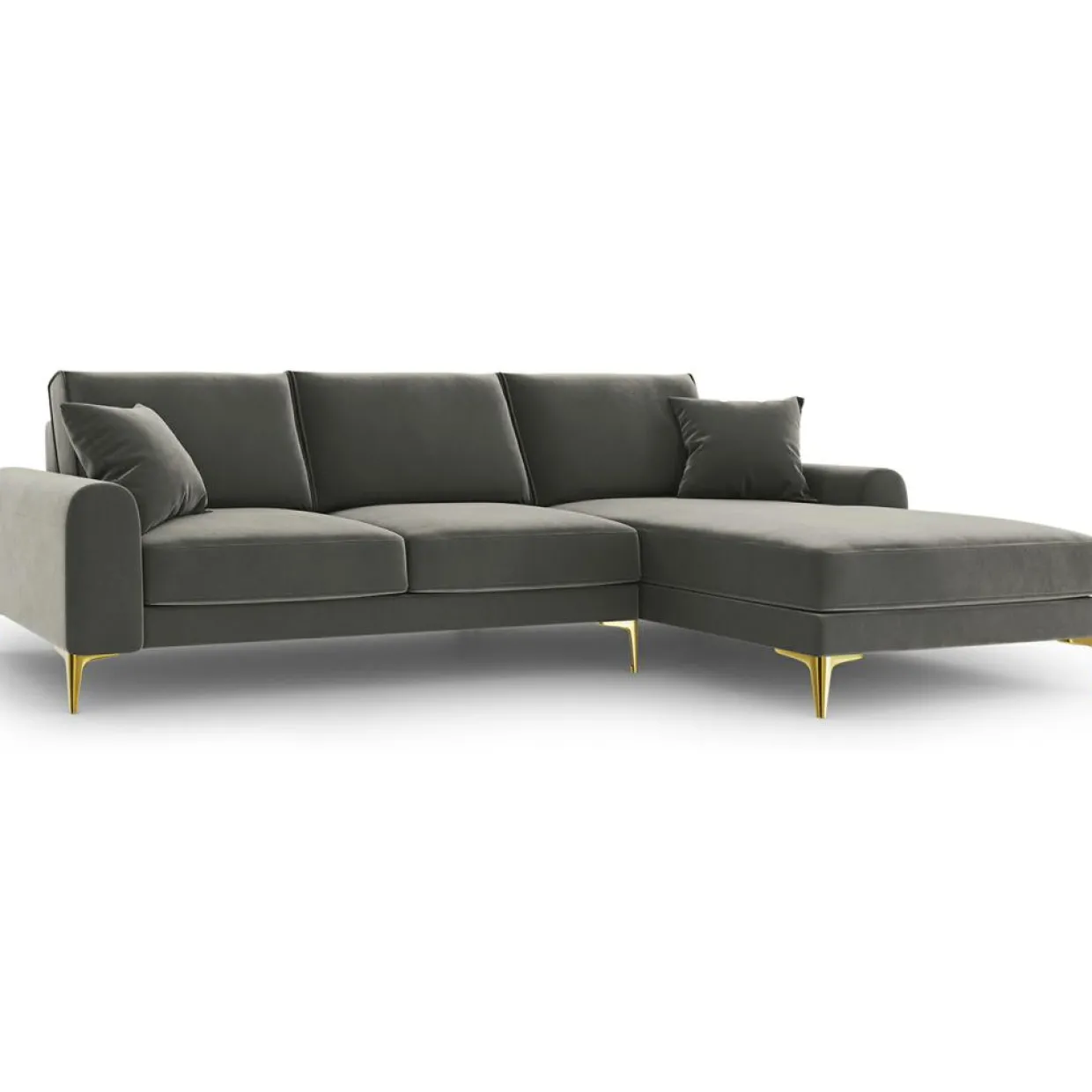 Mazzini Sofas Canapés^Canapé d'angle droit velours madara gris - 254x182x90 cm