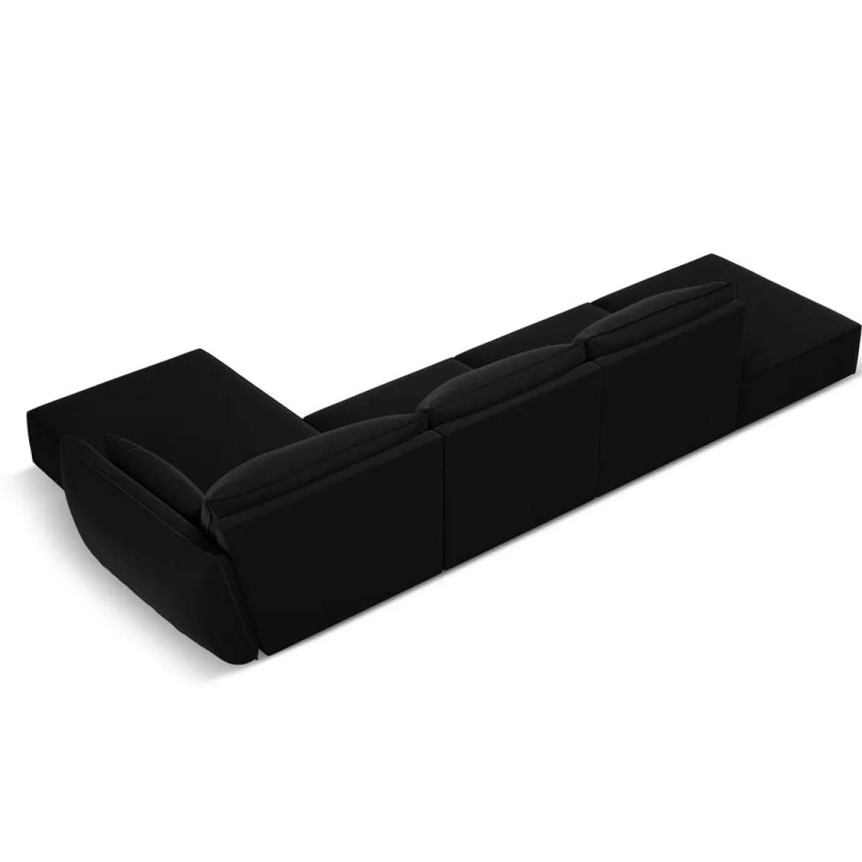 Canapé d'angle droit Velours Vanda 5 Places noir - 386x166x85 cm-Mazzini Sofas Best