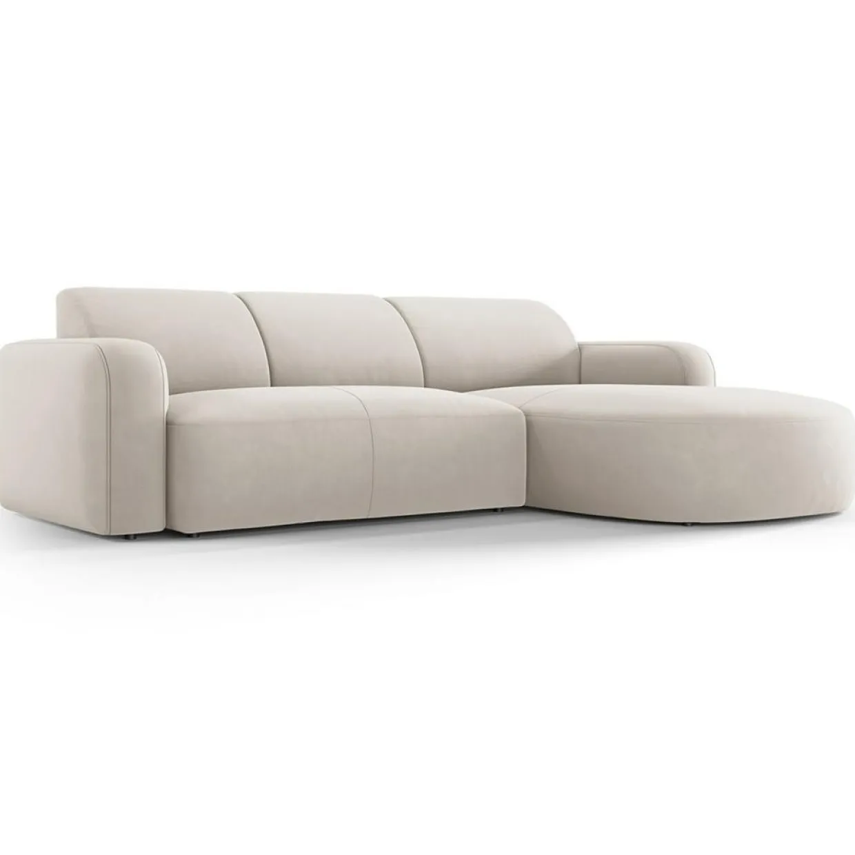 Canapé d'angle droit Velours Jasmin 4 Places beige - 250x170x72 cm-Mazzini Sofas Sale