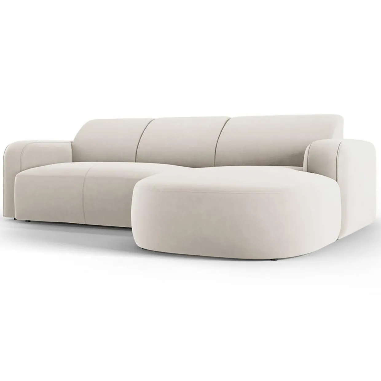 Canapé d'angle droit Velours Jasmin 4 Places beige - 250x170x72 cm-Mazzini Sofas Sale
