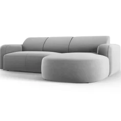 Mazzini Sofas Canapés^Canapé d'angle droit Velours Jasmin 4 Places gris - 250x170x72 cm