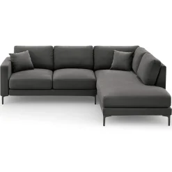 Mazzini Sofas Canapés^Canapé d'angle Droit Velours Venus 5 Places gris - 254x185x90 cm