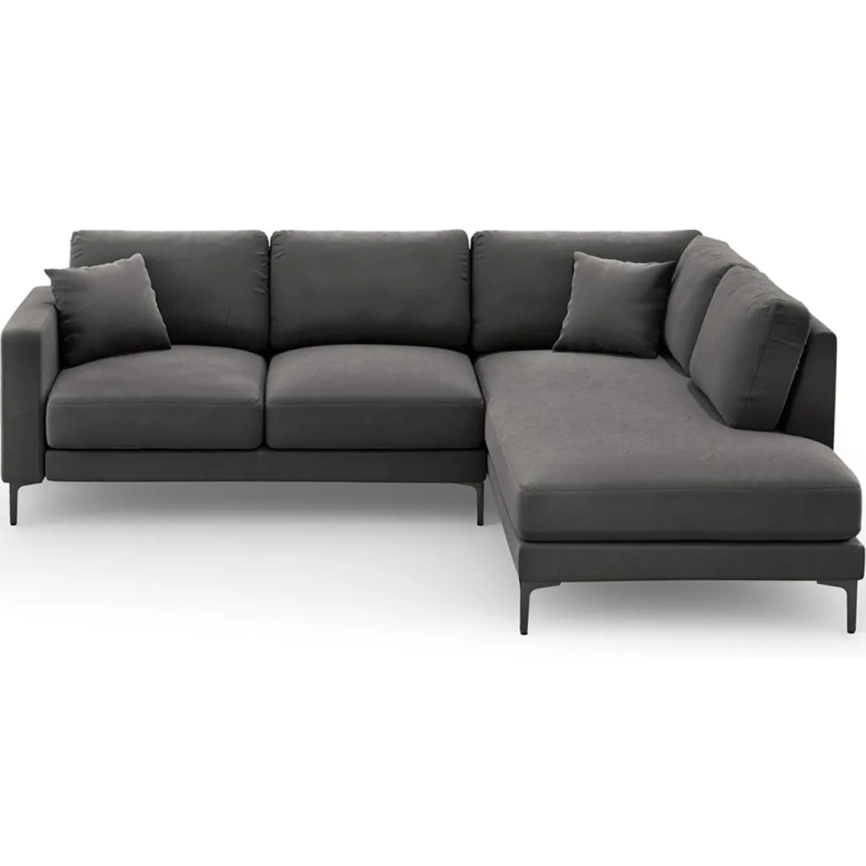 Mazzini Sofas Canapés^Canapé d'angle Droit Velours Venus 5 Places gris - 254x185x90 cm