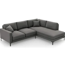 Mazzini Sofas Canapés^Canapé d'angle Droit Velours Venus 5 Places gris - 254x185x90 cm