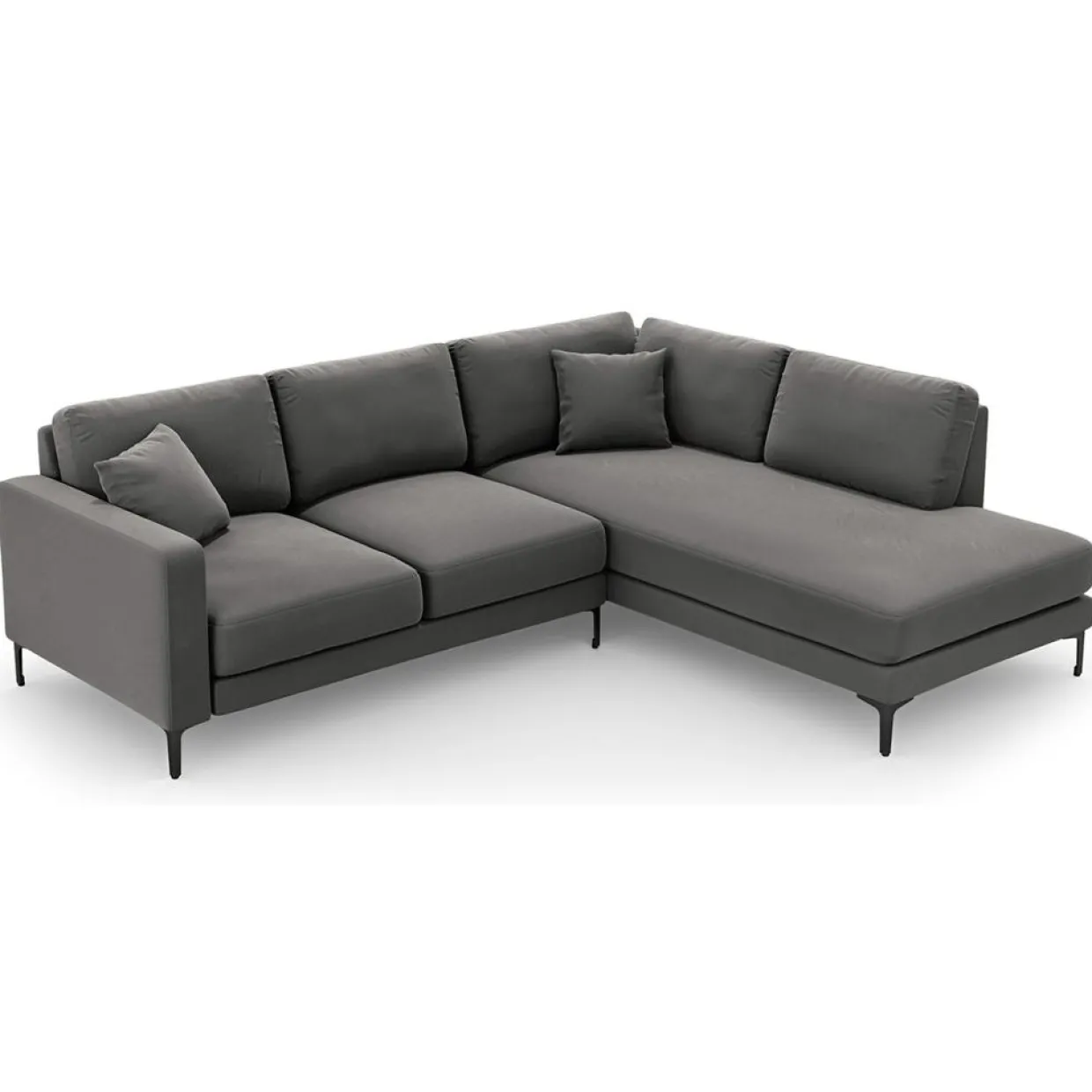 Mazzini Sofas Canapés^Canapé d'angle Droit Velours Venus 5 Places gris - 254x185x90 cm