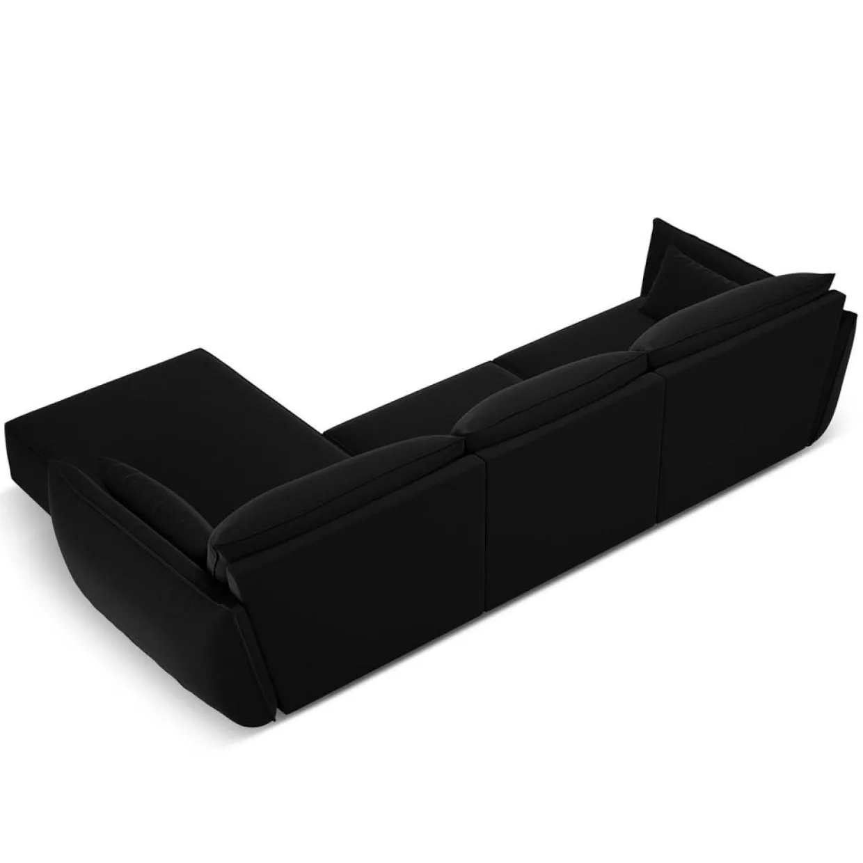 Canapé d'angle droit Velours Vanda 4 Places noir - 300x166x85 cm-Mazzini Sofas Sale