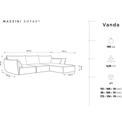 Canapé d'angle droit Velours Vanda 4 Places noir - 300x166x85 cm-Mazzini Sofas Sale