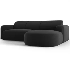 Mazzini Sofas Canapés^Canapé d'angle droit Velours Jasmin 4 Places noir - 250x170x72 cm