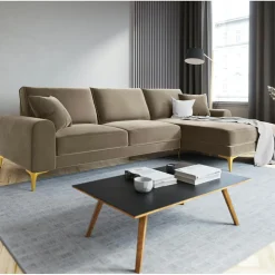 Mazzini Sofas Canapés^Canapé d'angle droit velours madara beige - 254x182x90 cm