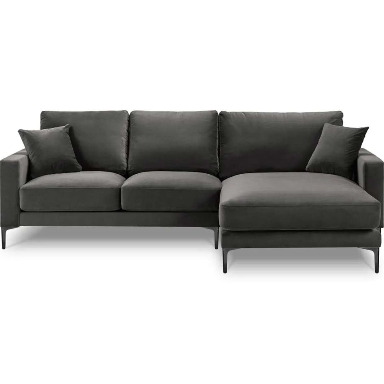 Canapé d'angle Droit Velours Venus 4 Places gris - 248x160x90 cm-Mazzini Sofas Clearance