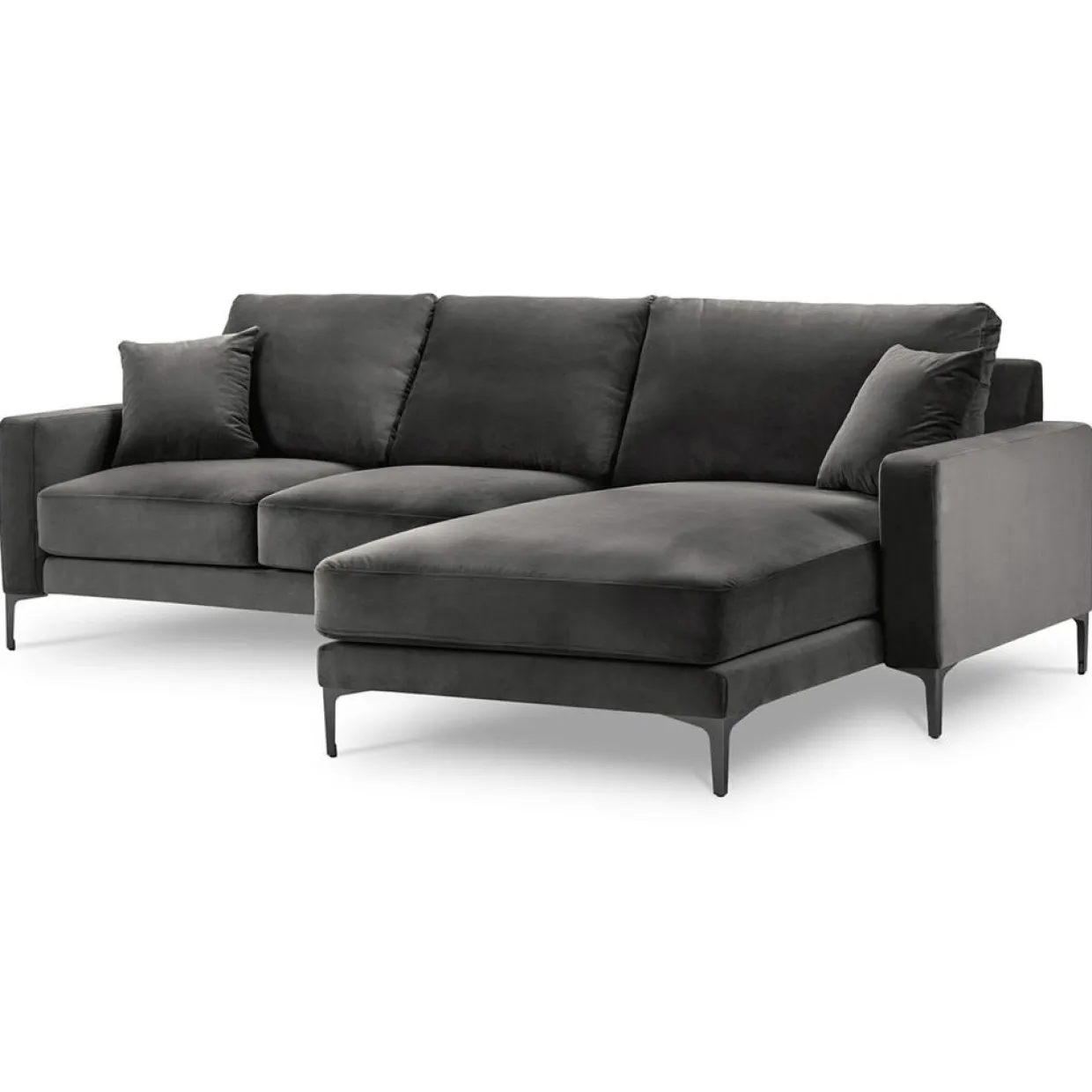 Canapé d'angle Droit Velours Venus 4 Places gris - 248x160x90 cm-Mazzini Sofas Clearance