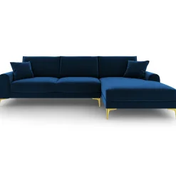 Mazzini Sofas Canapés^Canapé d'angle droit velours madara bleu roi - 254x182x90 cm