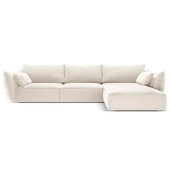 Mazzini Sofas Canapés^Canapé d'angle droit Velours Vanda 4 Places beige clair - 300x166x85 cm