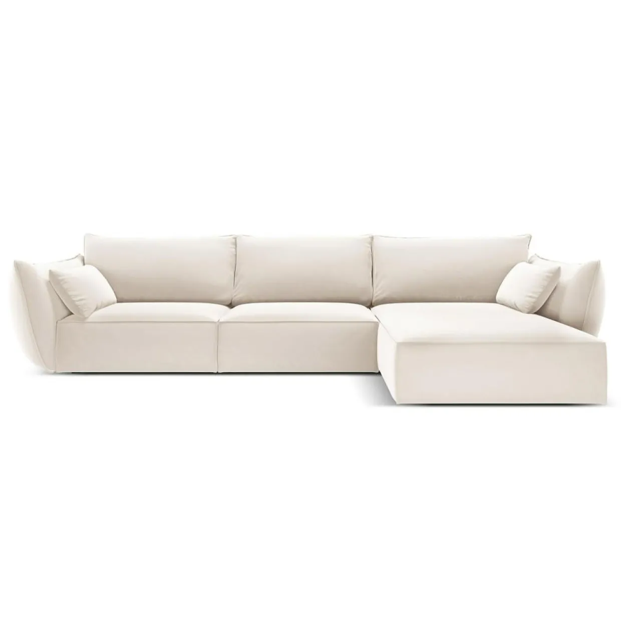 Mazzini Sofas Canapés^Canapé d'angle droit Velours Vanda 4 Places beige clair - 300x166x85 cm