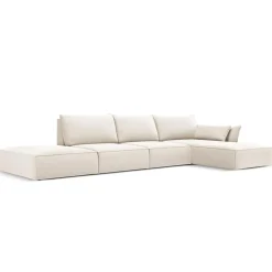 Canapé d'angle droit Velours Vanda 5 Places beige clair - 386x166x85 cm-Mazzini Sofas Hot