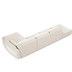 Canapé d'angle droit Velours Vanda 5 Places beige clair - 386x166x85 cm-Mazzini Sofas Hot