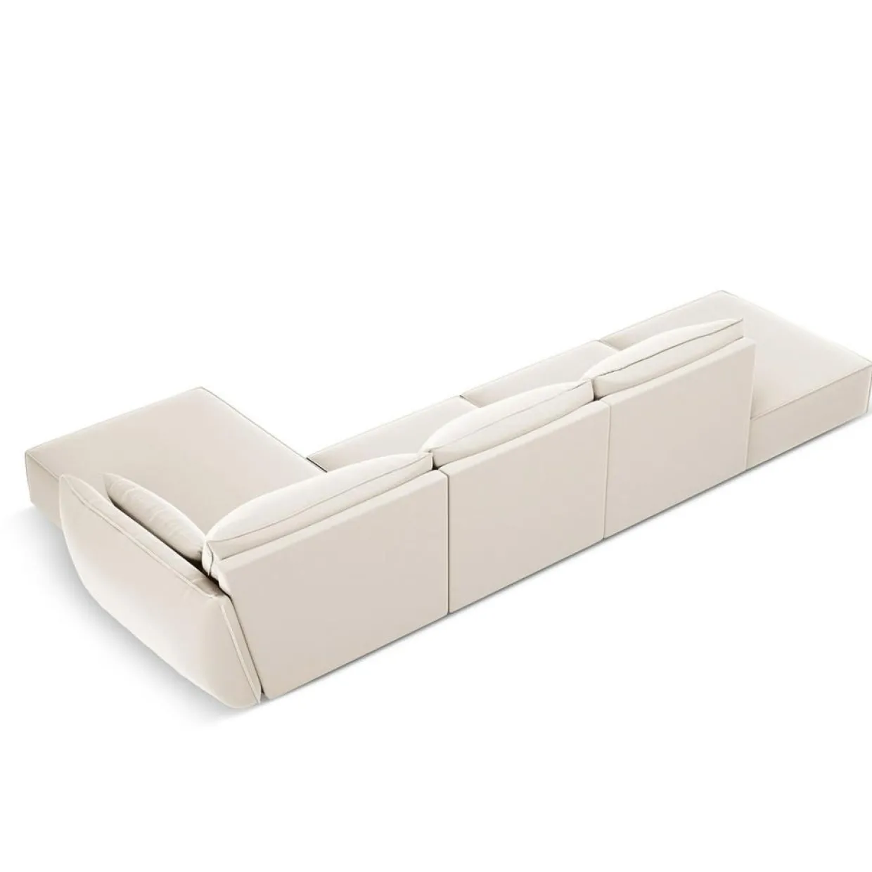 Canapé d'angle droit Velours Vanda 5 Places beige clair - 386x166x85 cm-Mazzini Sofas Hot