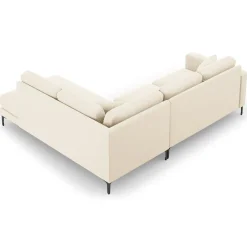 Canapé d'angle Droit Velours Venus 5 Places beige clair - 254x185x90 cm-Mazzini Sofas