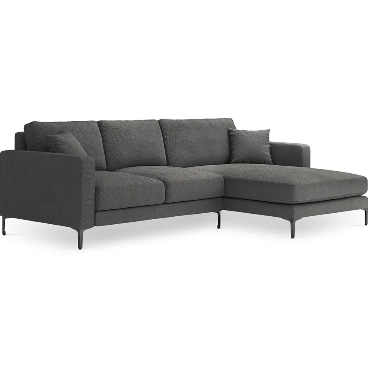 Mazzini Sofas Canapés^Canapé d'angle Droit Venus 4 Places gris foncé - 248x160x90 cm
