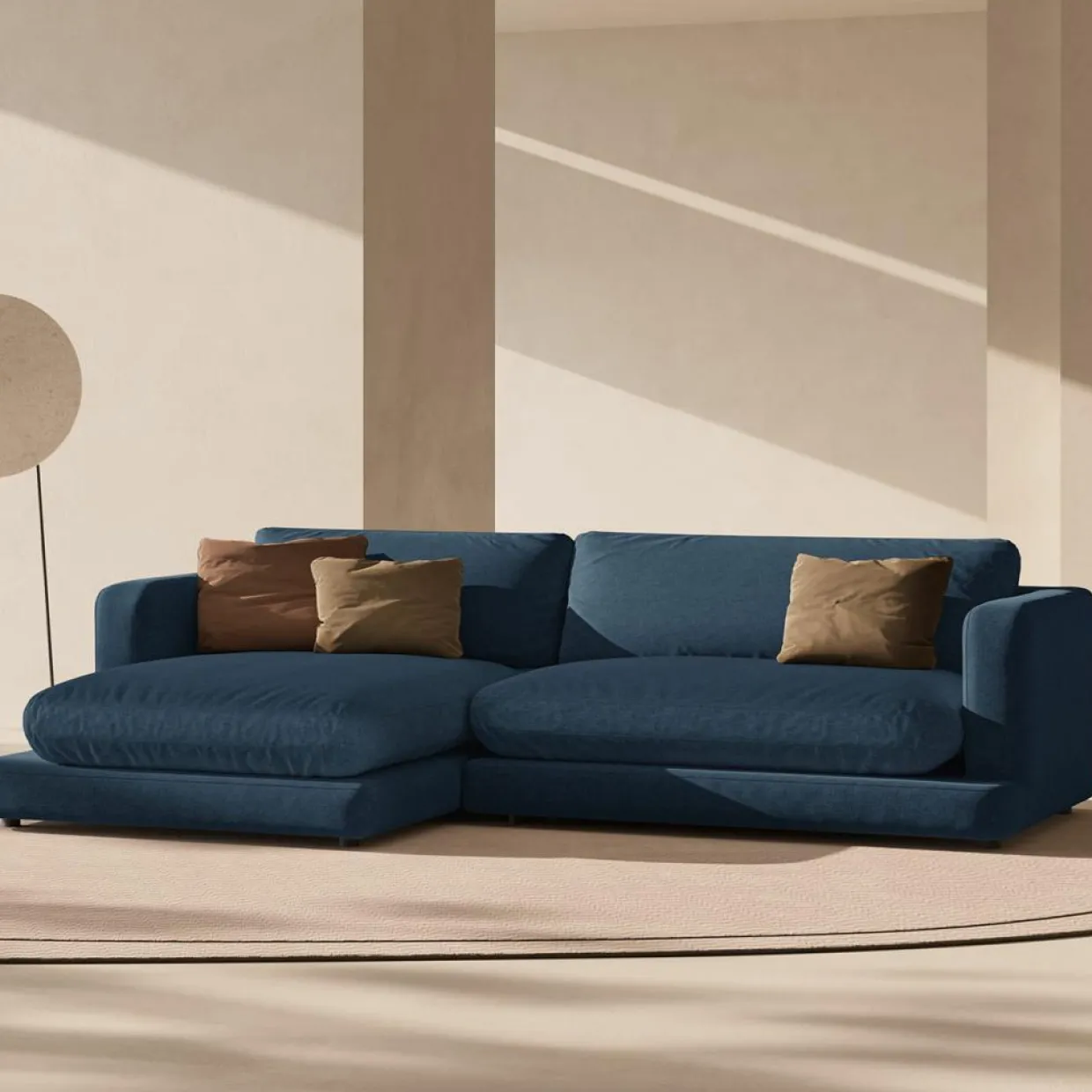 Canapé d'angle Gauche Daphne 4 Places Bleu Marine - 270x170x86 cm-Mazzini Sofas