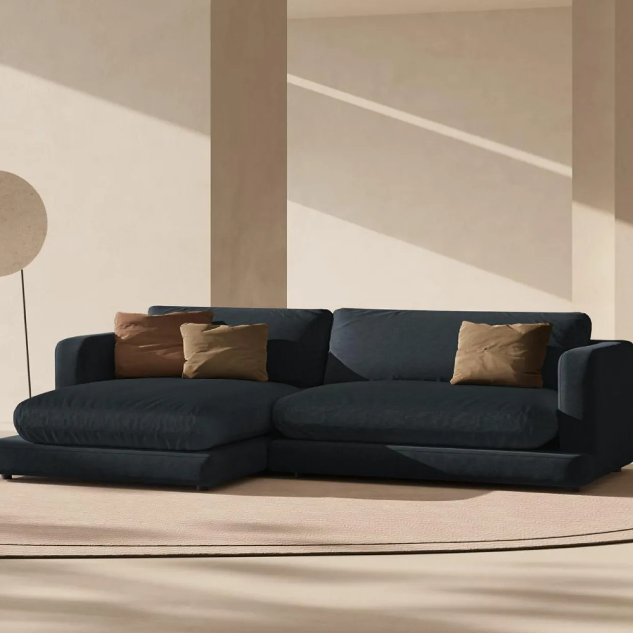 Canapé d'angle Gauche Daphne 4 Places Noir - 270x170x86 cm-Mazzini Sofas