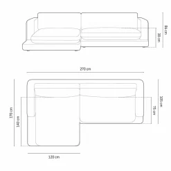 Canapé d'angle Gauche Daphne 4 Places Noir - 270x170x86 cm-Mazzini Sofas