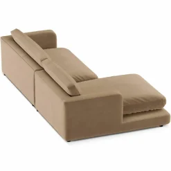 Canapé d'angle Gauche en Velours Daphne 4 Places Beige Foncé - 270x170x86 cm-Mazzini Sofas Outlet