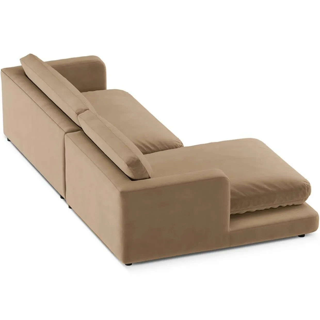 Canapé d'angle Gauche en Velours Daphne 4 Places Beige Foncé - 270x170x86 cm-Mazzini Sofas Outlet