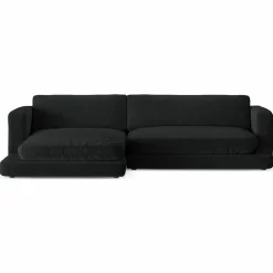 Canapé d'angle Gauche en Velours Daphne 4 Places Noir - 270x170x86 cm-Mazzini Sofas Outlet
