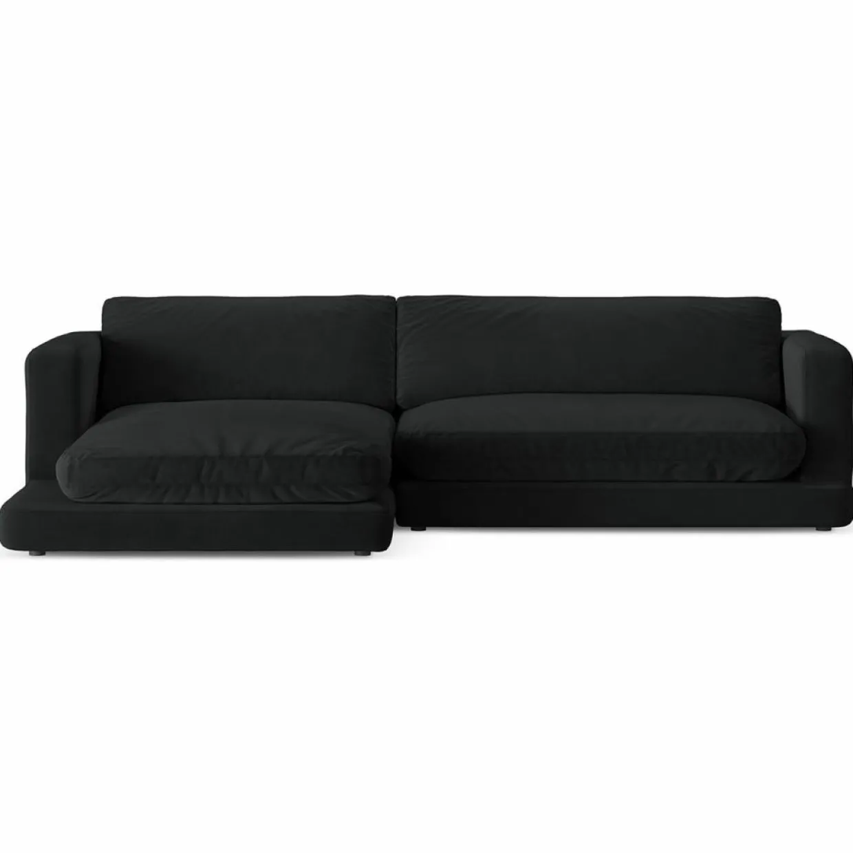 Canapé d'angle Gauche en Velours Daphne 4 Places Noir - 270x170x86 cm-Mazzini Sofas Outlet