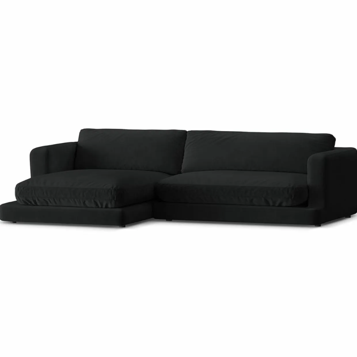 Canapé d'angle Gauche en Velours Daphne 4 Places Noir - 270x170x86 cm-Mazzini Sofas Outlet