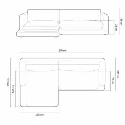 Canapé d'angle Gauche en Velours Daphne 4 Places Noir - 270x170x86 cm-Mazzini Sofas Outlet