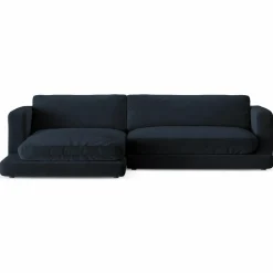 Canapé d'angle Gauche en Velours Daphne 4 Places Bleu Foncé - 270x170x86 cm-Mazzini Sofas Sale