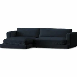 Canapé d'angle Gauche en Velours Daphne 4 Places Bleu Foncé - 270x170x86 cm-Mazzini Sofas Sale