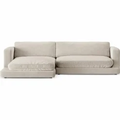 Mazzini Sofas Canapés^Canapé d'angle Gauche en Velours Daphne 4 Places Beige Clair - 270x170x86 cm