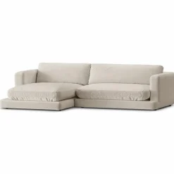 Mazzini Sofas Canapés^Canapé d'angle Gauche en Velours Daphne 4 Places Beige Clair - 270x170x86 cm