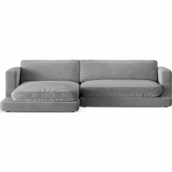 Mazzini Sofas Canapés^Canapé d'angle Gauche en Velours Daphne 4 Places Gris Clair - 270x170x86 cm
