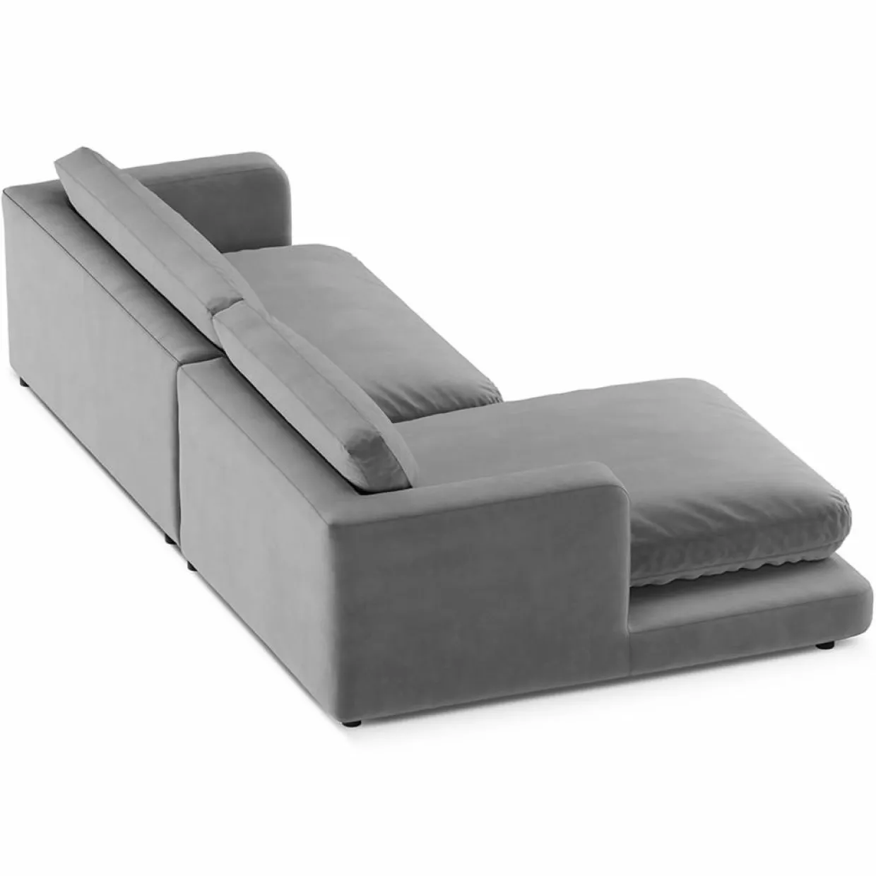 Mazzini Sofas Canapés^Canapé d'angle Gauche en Velours Daphne 4 Places Gris Clair - 270x170x86 cm