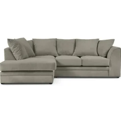 Mazzini Sofas Canapés^Canapé d'angle Gauche Quince Velours côtelé 4 Places gris clair - 221x171x80 cm