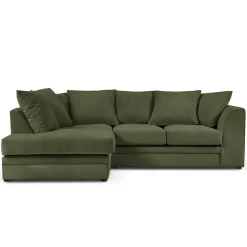 Mazzini Sofas Canapés^Canapé d'angle Gauche Quince Velours côtelé 4 Places vert - 221x171x80 cm