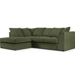 Mazzini Sofas Canapés^Canapé d'angle Gauche Quince Velours côtelé 4 Places vert - 221x171x80 cm