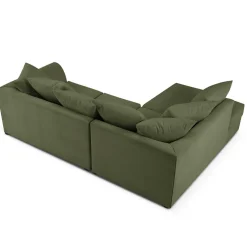 Mazzini Sofas Canapés^Canapé d'angle Gauche Quince Velours côtelé 4 Places vert - 221x171x80 cm