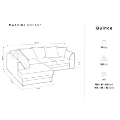 Mazzini Sofas Canapés^Canapé d'angle Gauche Quince Velours côtelé 4 Places vert - 221x171x80 cm