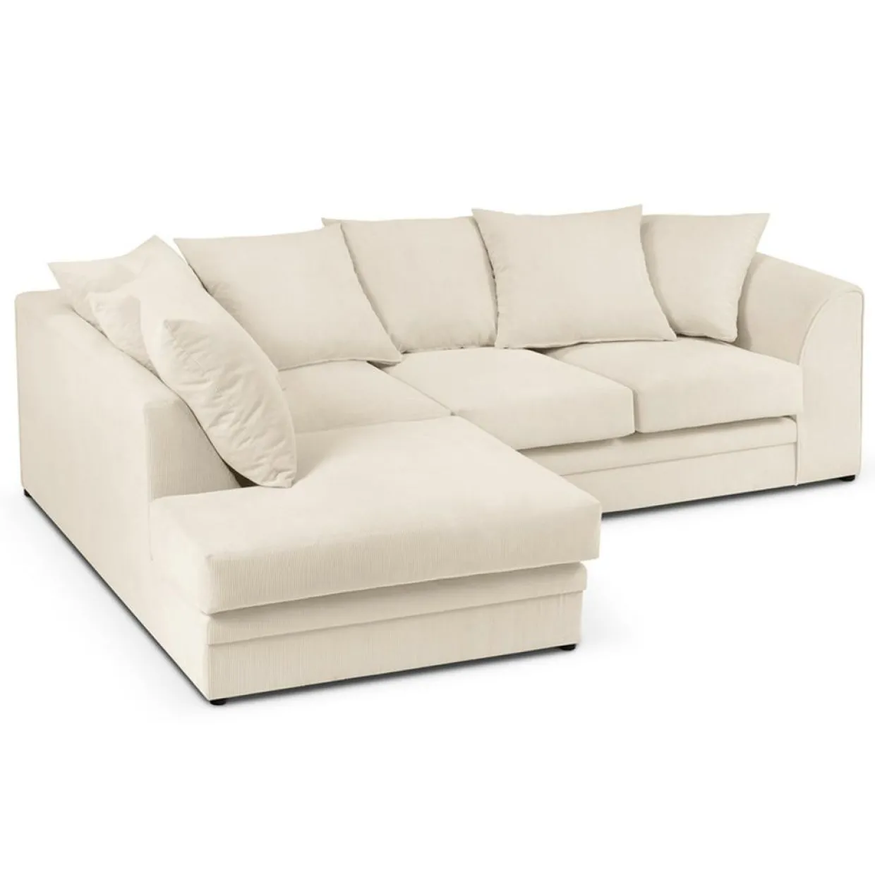 Canapé d'angle Gauche Quince Velours côtelé 4 Places beige clair - 221x171x80 cm-Mazzini Sofas Clearance