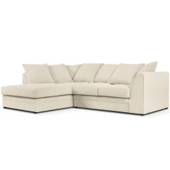 Canapé d'angle Gauche Quince Velours côtelé 4 Places beige clair - 221x171x80 cm-Mazzini Sofas Clearance